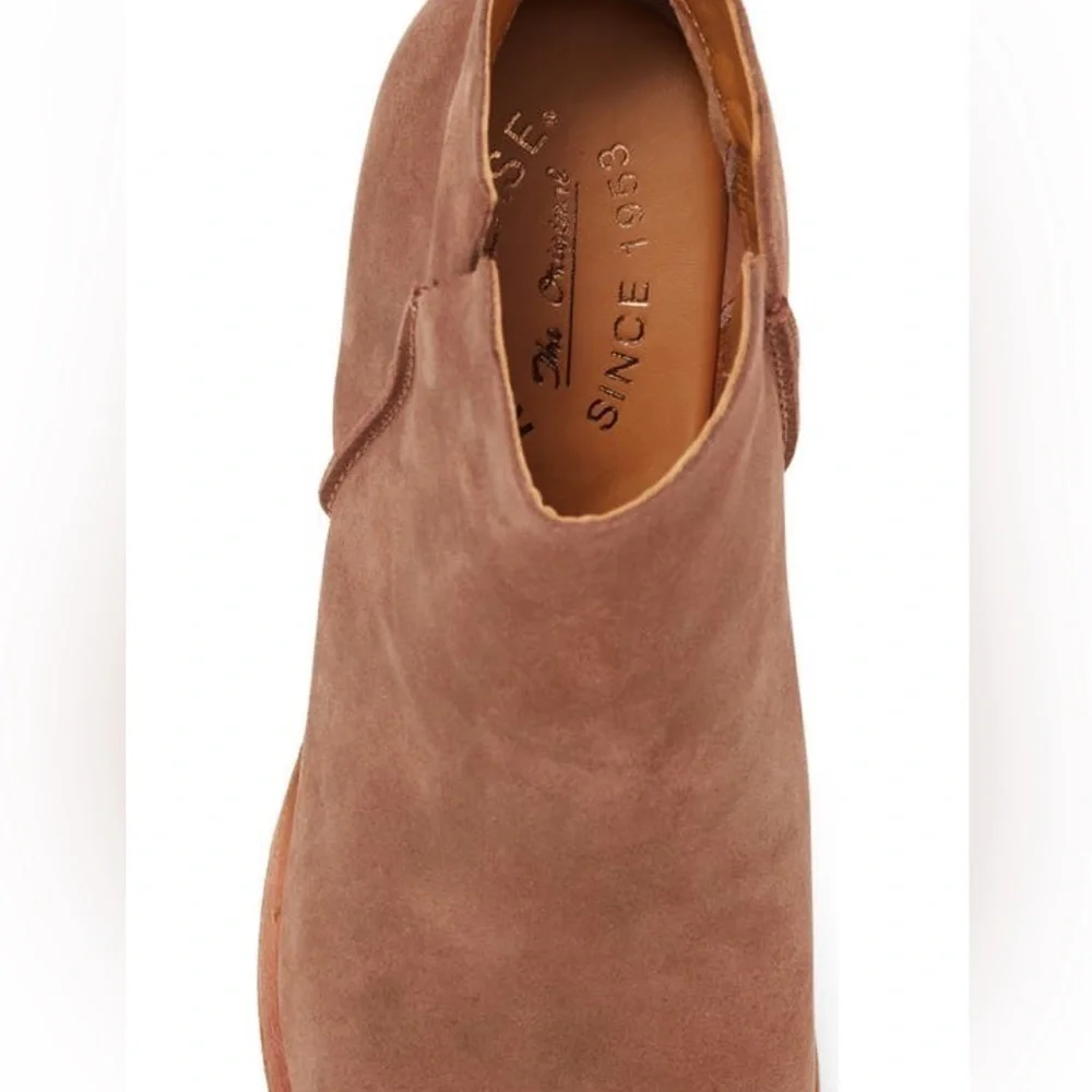Kork-Ease Suede Leather Chandra Bootie Chunky Heel Boot Tan Brown Sz 9.5, NIB
